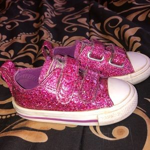 Converse pink sparkle shoes, size 6